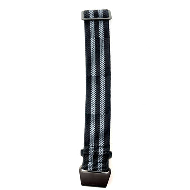 Marine Nationale Military Style Elastic Strap - Black & Grey Bond with Black Buckles PVD